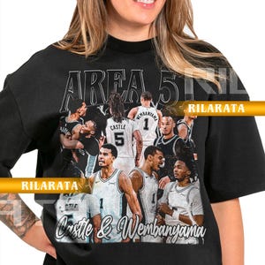 Area 51 Stephon Castle och Victor Wembanyama Vintage T-shirt Gåva för kvinnor och män T-shirt Unisex T-shirt Sporttröja