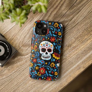 Day of the Dead Tough Phone Case, Sugar Skull Floral Design, Protective Phone Cover, Halloween Gift, Anti-Scratch Phone Shell, Unique
