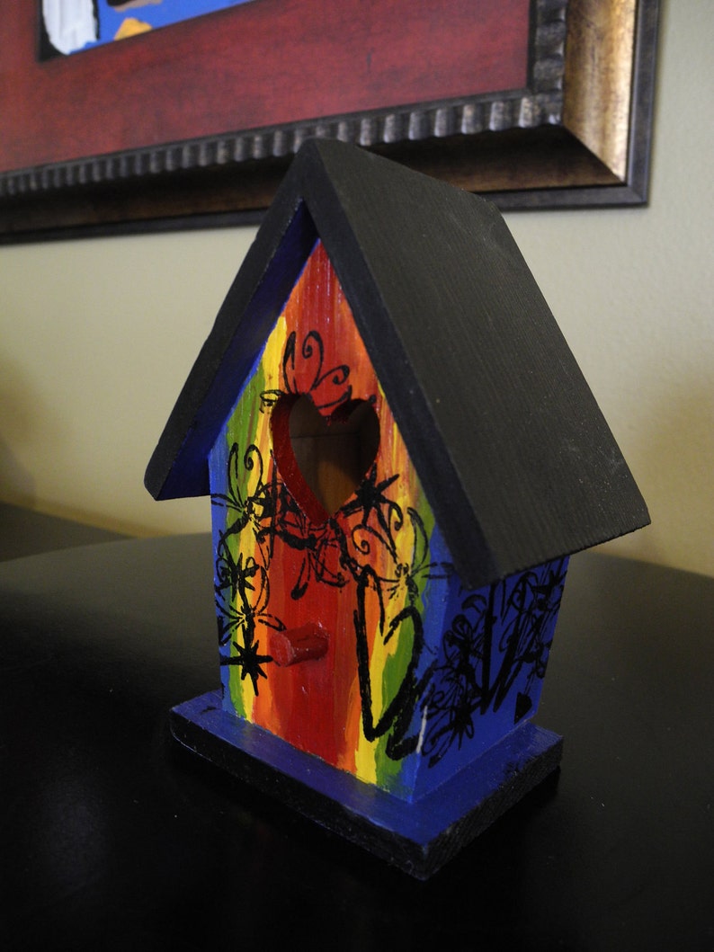 ALREADY SOLD: Primary Colors Birdhouse, wood image 1