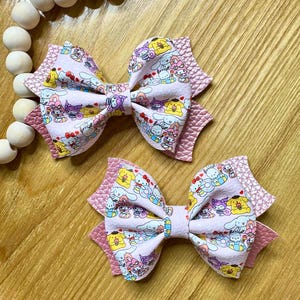 Pig tail hair bows , pig tail bow set, 4 inch hair bows set of 2