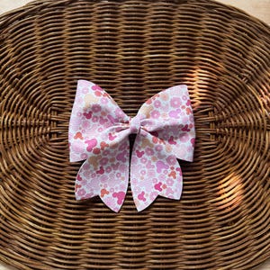 Pink Minnie Mouse Faux Leather Hair Bow: Girls 4.5&quot; Bow