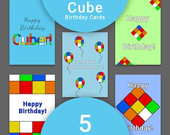 Rubik's Cube Birthday Cards, Rubix Cube Birthday Cards, Cubing Birthday Cards, Cards for Cubers, Birthday Cards