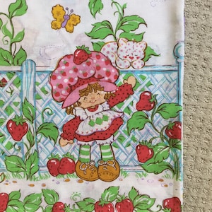 Vintage Strawberry Shortcake en vrienden Twin lichtgewicht / sprei dekbed deken / jaren 1980 Cartoon Doll Slaapkamer Kitsch Nieuwigheid Fun
