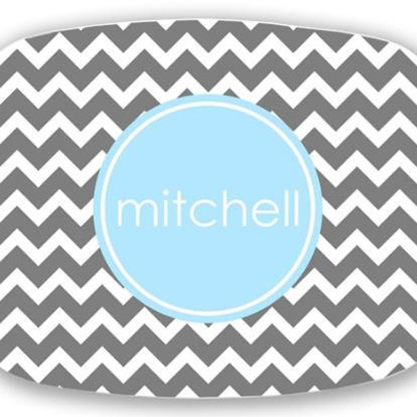 Personalized Melamine Platter--Chevron with Custom Colors and Monogram