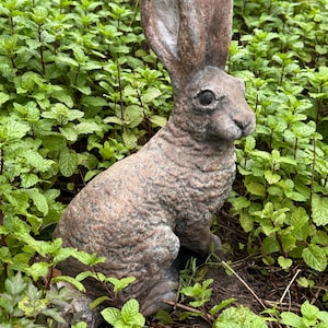 Concrete outdoor rabbit sculpture