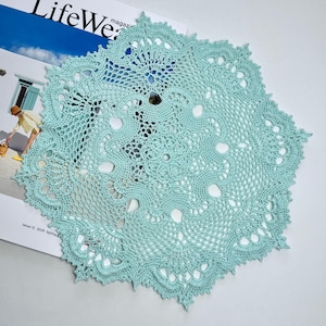Crochet Doily – Handmade Lace Decor|Vintage Doily|Pineapple Doily|Mint Doily|Round Table Decor|Mandala Doily|Housewarming gift|Gift For Mom