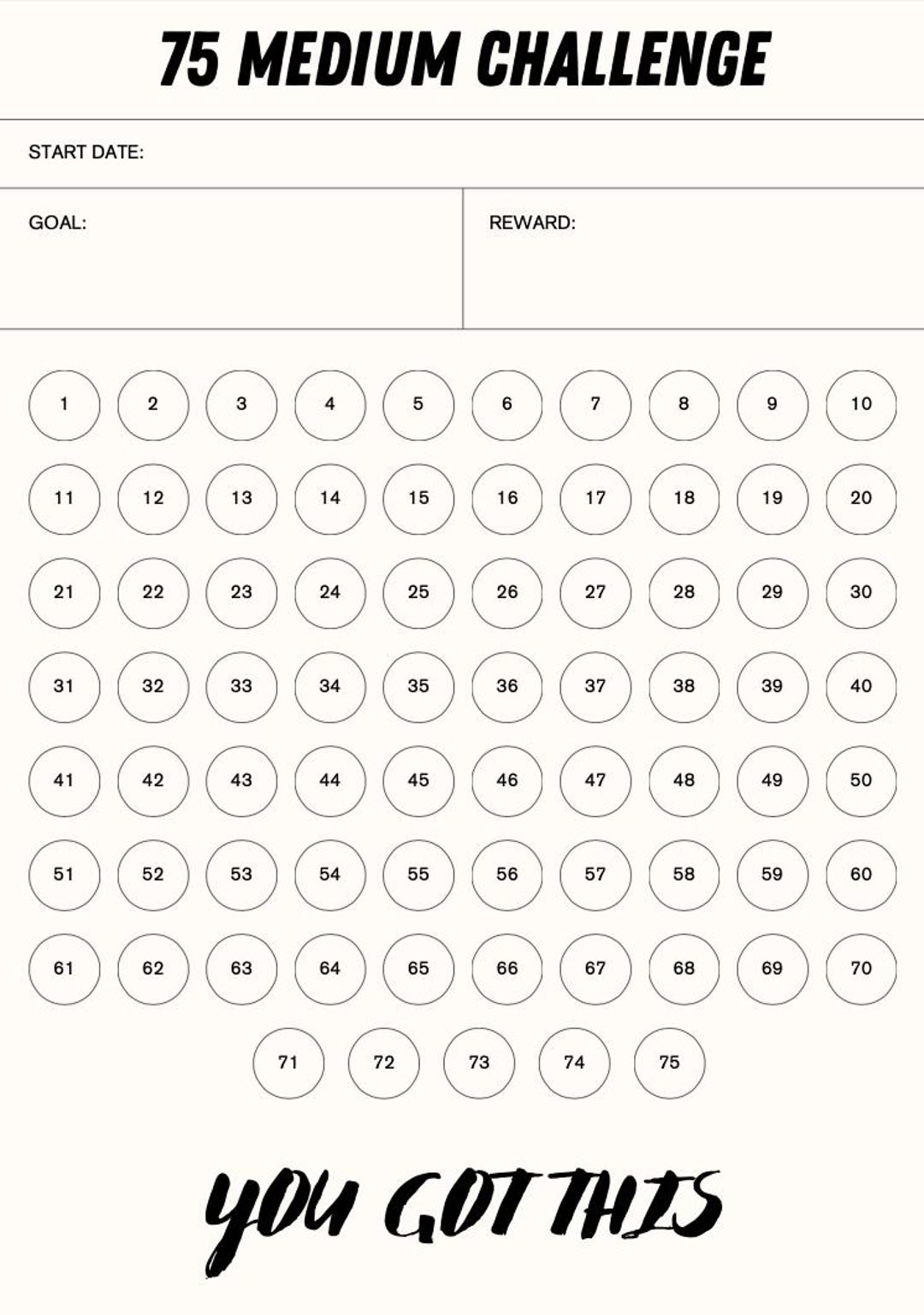 75 Medium Challenge - Counter and Rules - Etsy