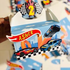 Race Car Party Favor Boxes, Speeding Cars Favor Box for Kids Birthday, Personalized Racing Gable Boxes, Race Party Gable Boxes for Treats