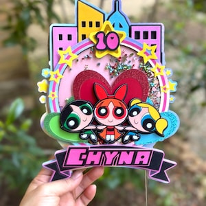 Adorno para tarta de Las Chicas Superpoderosas, adorno para tarta personalizado de Las Chicas Superpoderosas, temática de superhéroes, fiesta de chicas superpoderosas de dibujos animados, adorno para tarta de Las Chicas Superpoderosas