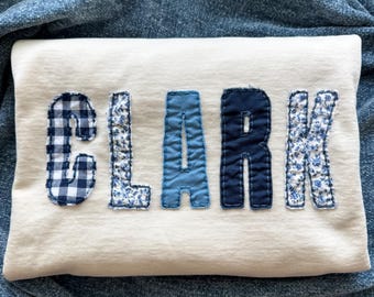 Custom Patchwork Sweatshirt, COMFORT COLOR Custom sweatshirt, Fabric Letter sweatshirt, Custom Saying, Quilted letter custom gift sweatshirt