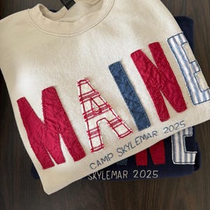 Custom Patchwork Sweatshirt, Custom sweatshirt, Fabric Letter sweatshirt Custom embroidered sweatshirt Quilted letter Embroidered sweatshirt