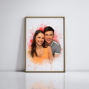 Couple watercolor portrait Painting from photo | Watercolor from photo Anniversary gift  Engagement illustration | Trendy Housewarming Gifts