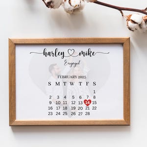 Verlobungsdruck für Paare Hochzeitskalender Personalisiertes Geschenk für frisch verheiratete Benutzerdefinierte Name Datum mit Foto Geschenk für Jubiläum Poster