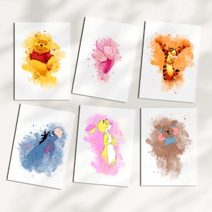 Winnie the Pooh Nursery Prints: Watercolor Baby Room Decor (A4 Digital Download, Set of 4)