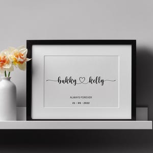 Benutzerdefinierte Paar Name & Datum | Personalisierte Herz Design Wandkunst für Hochzeit, Jubiläum, Verlobung oder romantisches Geschenk Sofort Download