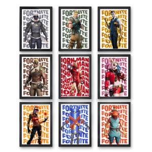 Set of 9 Watercolor Gamer Wall Art Prints | Custom Video Game Characters | Boys Bedroom Decor | Personalized Kids Room Digital Download