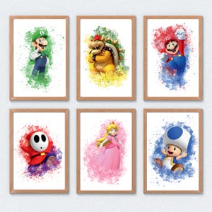 Super Mario Watercolor Prints: Kids Room Gamer Decor (Digital Download Set of 6)