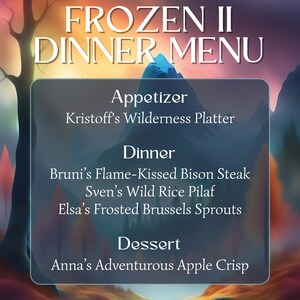 Frozen II Themed Dinner and Cocktail Menus: Meal Prep Plans (Digital Download)