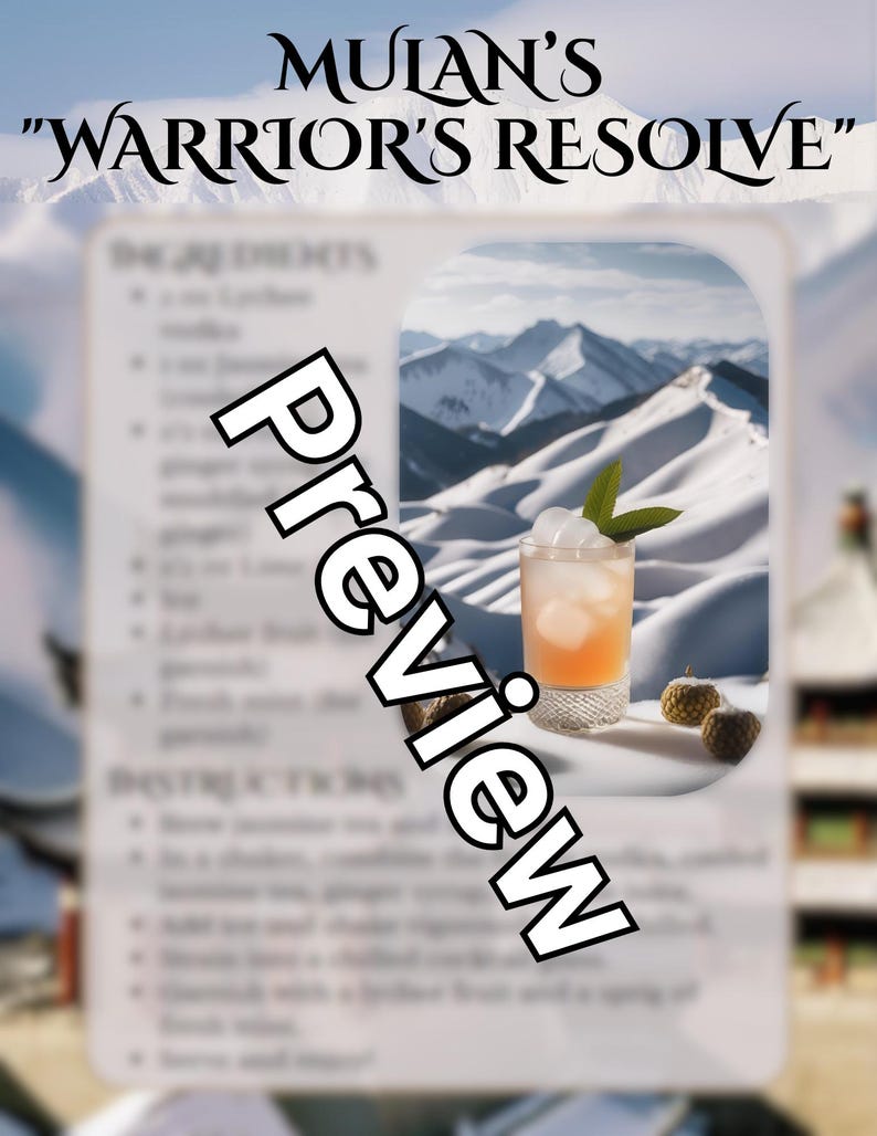 Mulan Themed Dinner & Drink Menus - Editable - Etsy