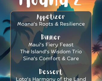 Moana 2 EDITIERBARE Abend- & Cocktailkarte mit Einkaufsliste