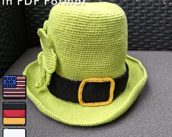 PDF Häkelanleitung: St. Patrick’s Day Hut mit Kleeblatt – DIY Häkelprojekt