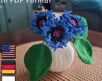 PDF Crochet Pattern – Cornflowers, DIY Flowers, Home Decor, Gift