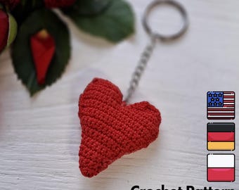 Haakpatroon voor hart-sleutelhanger - PDF-download - Eenvoudige handleiding - Perfect cadeau-idee voor Valentijnsdag