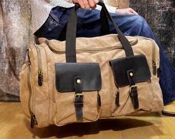 Mochila vintage de lona, bolso de viaje de piel Crazy Horse para hombre, mochila impermeable para portátil, mochila de estudiante hecha a mano, unisex, regalo para él
