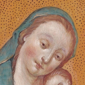Icoon van de Moeder Gods, met de hand beschilderd.