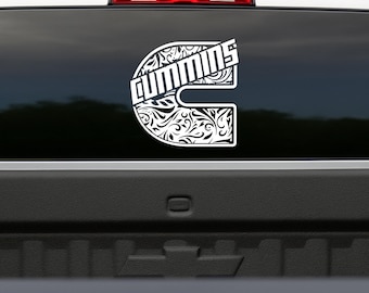 Cummins Tooled Leather Vinyl Car Truck Decal Sticker