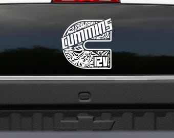 Cummins Tooled Leather 12V Vinyl Car Truck Decal Sticker