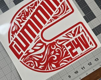 Cummins Tooled Leather 24V Vinyl Car Truck Decal Sticker