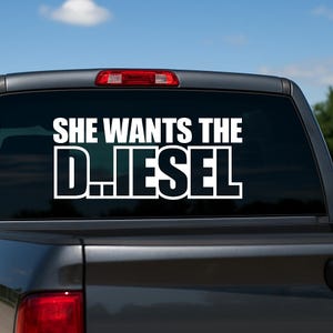 She Wants the Diesel Vinyl Car Truck Decal Sticker