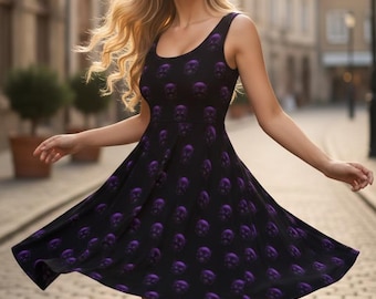 Gothic Skater Dress: Edgy Asymmetrical Hem, Alt Fashion