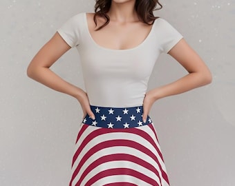 American Flag Skater Skirt: Patriotic Women's Festival Fashion