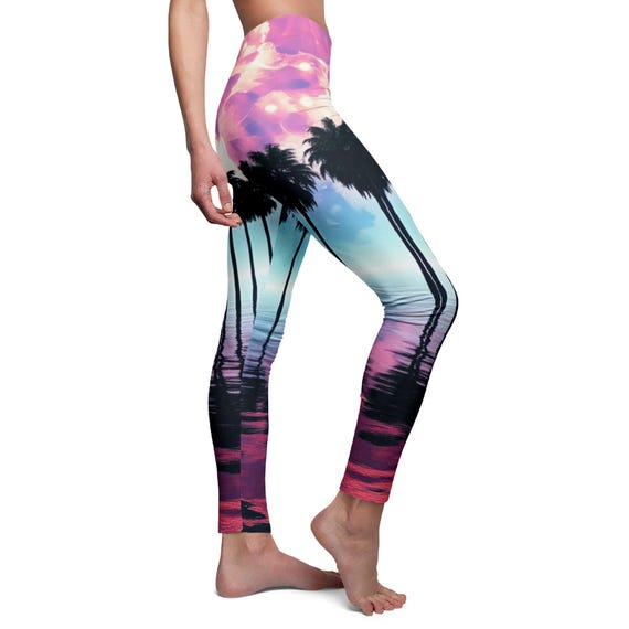Palm Tree Print Leggings: Women's Beach Vibes Activewear Canada