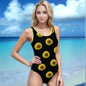 Sunflower One-Piece Swimsuit | Bright Floral Swimwear for Women | Summer Bathing Suit | Vibrant Pool & Beach Outfit
