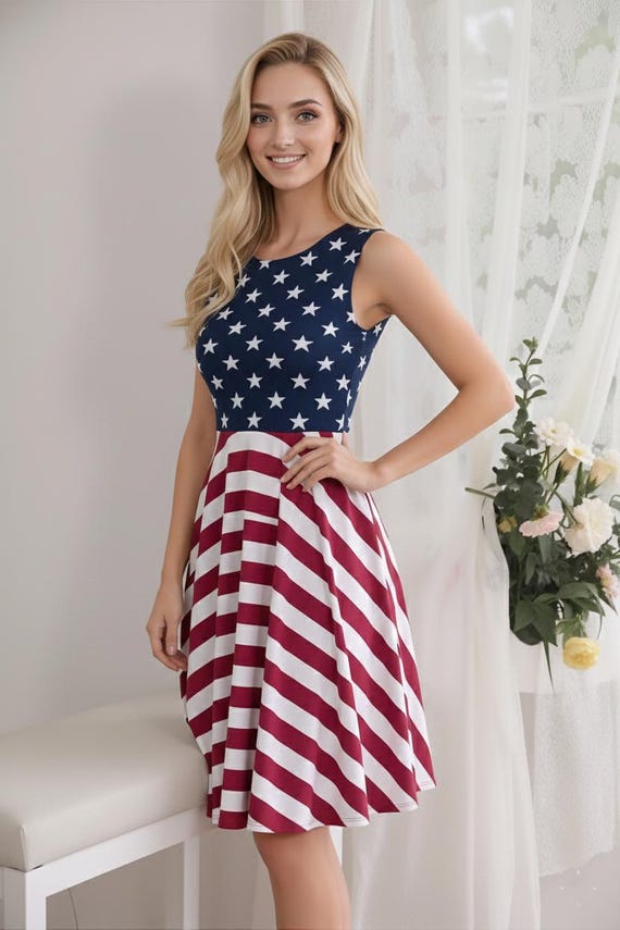 American Flag Skater Dress: Patriotic Stars & Stripes 4th of July Outfit