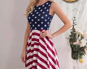 American Flag Skater Dress: Patriotic Stars & Stripes 4th of July Outfit