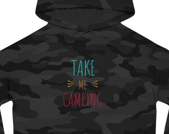 Cropped Hoodie, Camping Crop Top Hooded Sweatshirt, Women's Cute Camping Apparel, Casual Outdoorsy Pullover, Take Me Camping Clothing,