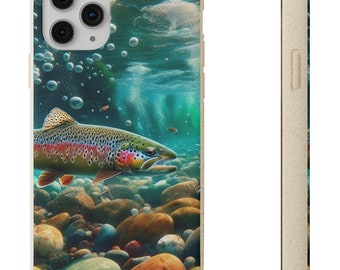 Trout Biodegradable & Sustainable Phone Case, Eco-Friendly Fishing Gift, Plastic-Free Material, Compostable Smartphone Protector