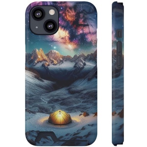 Telefoonhoesje met kaarthouder, Starry Night Sky Mountains-ontwerp, Astronomy-telefoonportemonnee, iPhone 13; Samsung Galaxy S21, S22, portemonnee