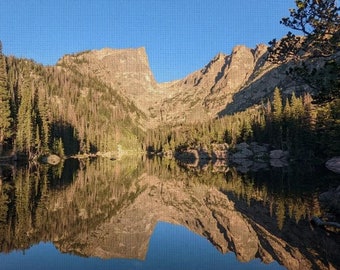 Dream Lake Framed Canvas Art - Rocky Mountain National Park, Beautiful Morning Scene, Rustic Decor, Mountain Lake Scenery, Scenic photo