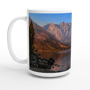 Jenny Lake Sunrise Becher - 15 Unzen Keramik Kaffeetasse - Grand Teton Nationalpark Geschenk, Natur, Bergsee, Wyoming, Rocky Mountains