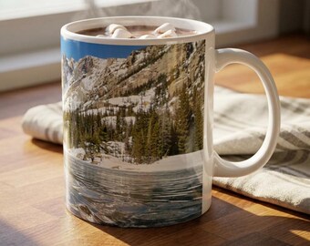 Rocky Mountain National Park Mug - Dream Lake Frozen Ice Waves Ceramic Coffee Mug - Colorado Nature Photography GIFT 11oz / 15oz