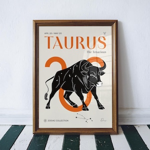 Taurus Zodiac Sign Poster Art | Taurus Printable Poster | Astrology Wall Art | Horoscope Modern Wall Decor | Digital Download Poster