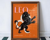 Leo Zodiac Sign colorful Poster | Minimalist fierce lion Illustration | Horoscope Wall Art & Decor (Digital Download)