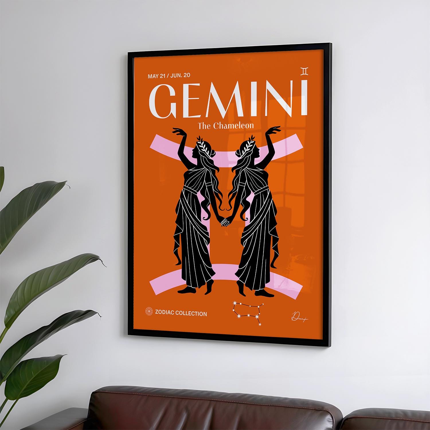 Gemini Zodiac Sign Colorful Poster | Minimalist Greek Goddess