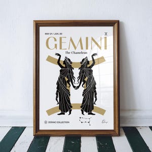 Gemini Zodiac Sign Wall Art | Gemini Printable Poster | Gemini Horoscope Art | Digital Download Graphic Poster | Modern Printable Gifts