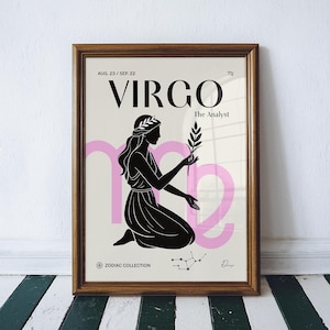 Virgo Zodiac Sign Digital Poster Art | Virgo Horoscope Wall Decor | Virgo Printable Poster | Modern Printable Gifts | Zodiac Sign Wall Art